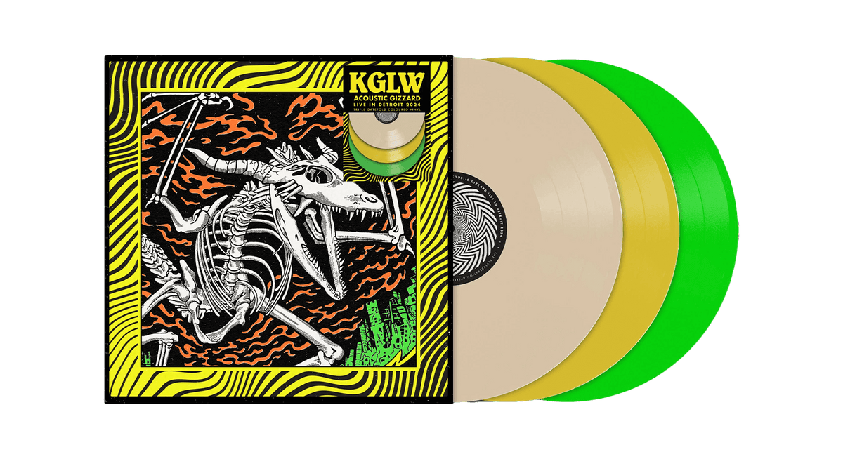 Vinyl - King Gizzard &amp; The Lizard Wizard : Acoustic Gizzard - Live in Detroit 2024 (Green, Bone &amp; Neon Yellow Vinyl) - The Record Hub