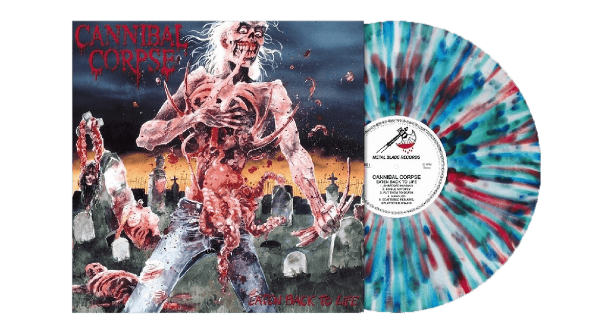 Vinyl - Cannibal Corpse : Eaten Back To Life (Blue, Green &amp; Red Splatter Vinyl) - The Record Hub