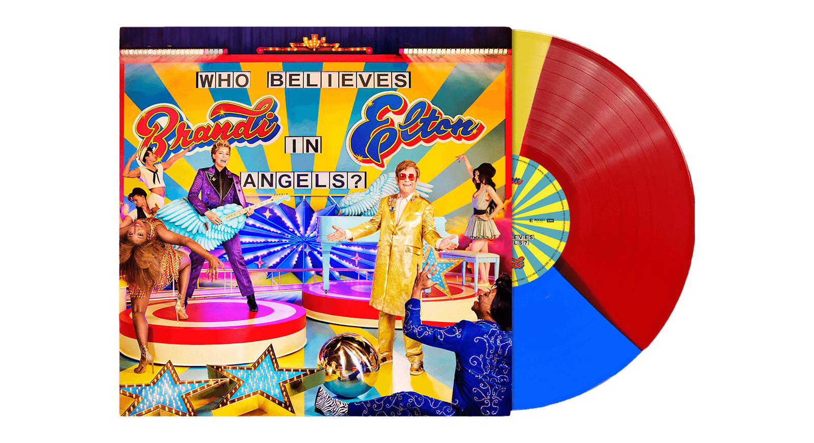 Vinyl - Elton John & Brandi Carlile : Who Believes In Angels? (Limited Edition Red, Blue & Yellow Tri-Colour Vinyl) - The Record Hub