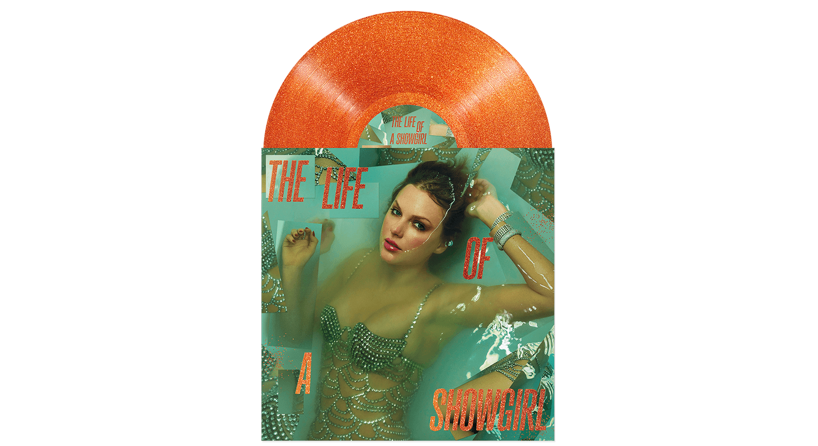 Vinyl - Taylor Swift : The Life of a Showgirl - Sweat And Vanilla Perfume Portofino Orange Glitter Vinyl - The Record Hub