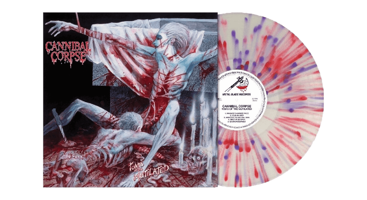 Vinyl - Cannibal Corpse : Tomb Of The Mutilated (Red, Purple &amp; Pink Splatter Vinyl) - The Record Hub
