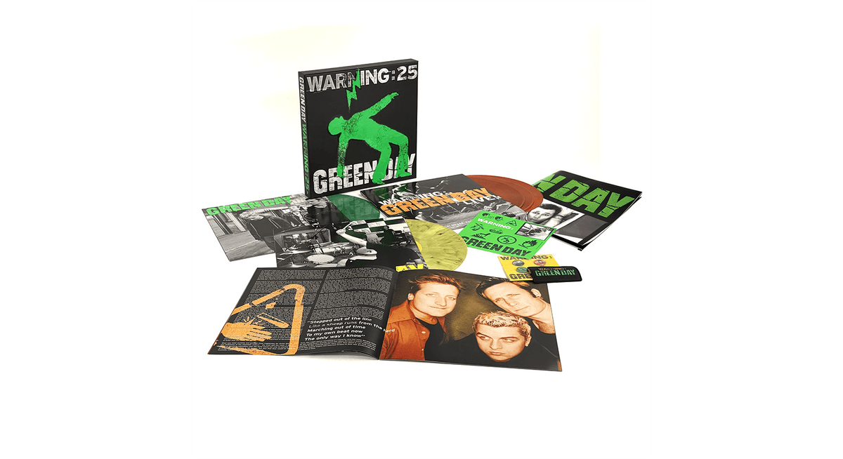 [Pre-Order [14/11] Green Day : Warning (25th Anniversary Edition) [5LP Box Set]  (Green Galaxy, Yellow Marble &amp; Orange Galaxy Vinyl)