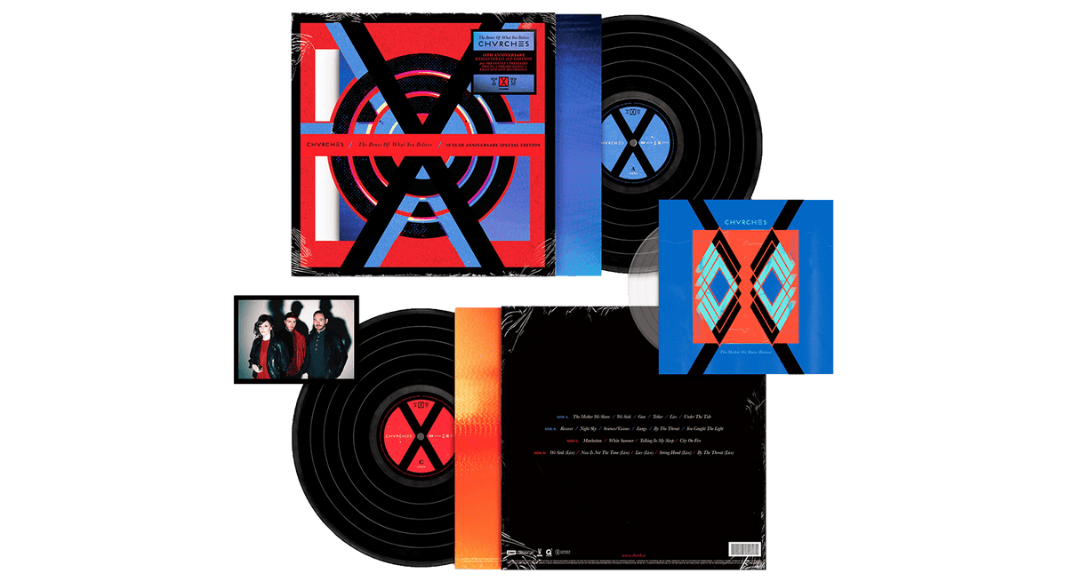 Vinyl - CHVRCHES : The Bones Of What You Believe (10 Year Anniversary Editions) (2LP BLACK VINYL + BESPOKE DIE-CUT GATEFOLD SLEEVE + PRINTED INNERS + STICKER) - The Record Hub