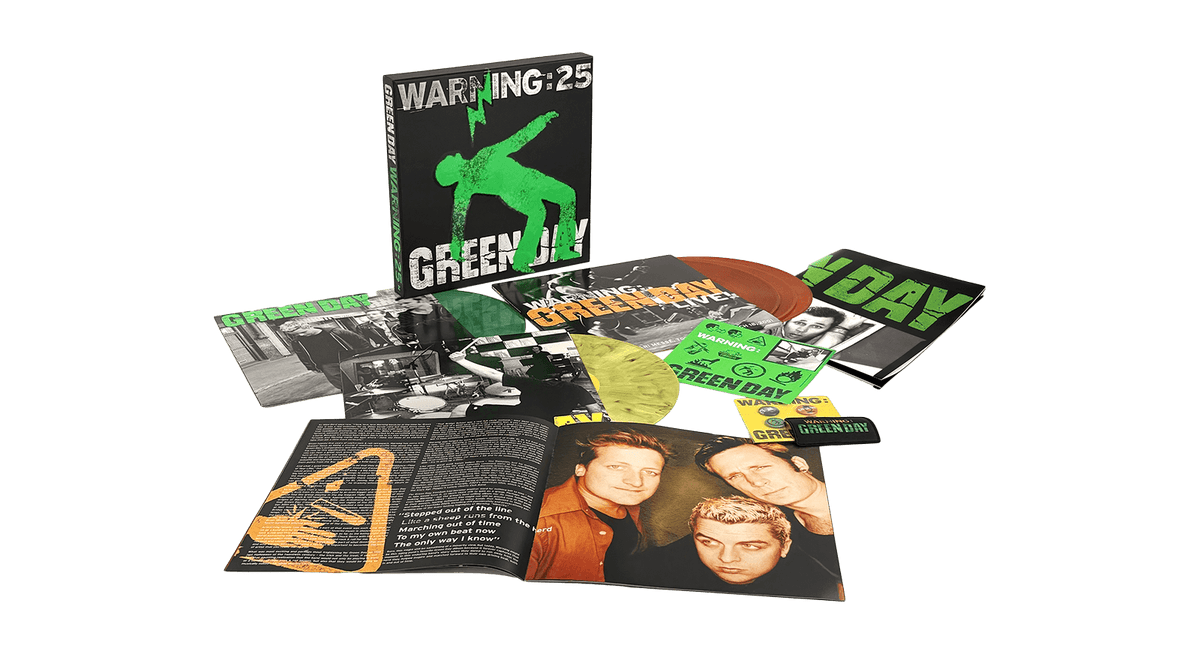 [Pre-Order [14/11] Green Day : Warning (25th Anniversary Edition) [5LP Box Set]  (Green Galaxy, Yellow Marble &amp; Orange Galaxy Vinyl)