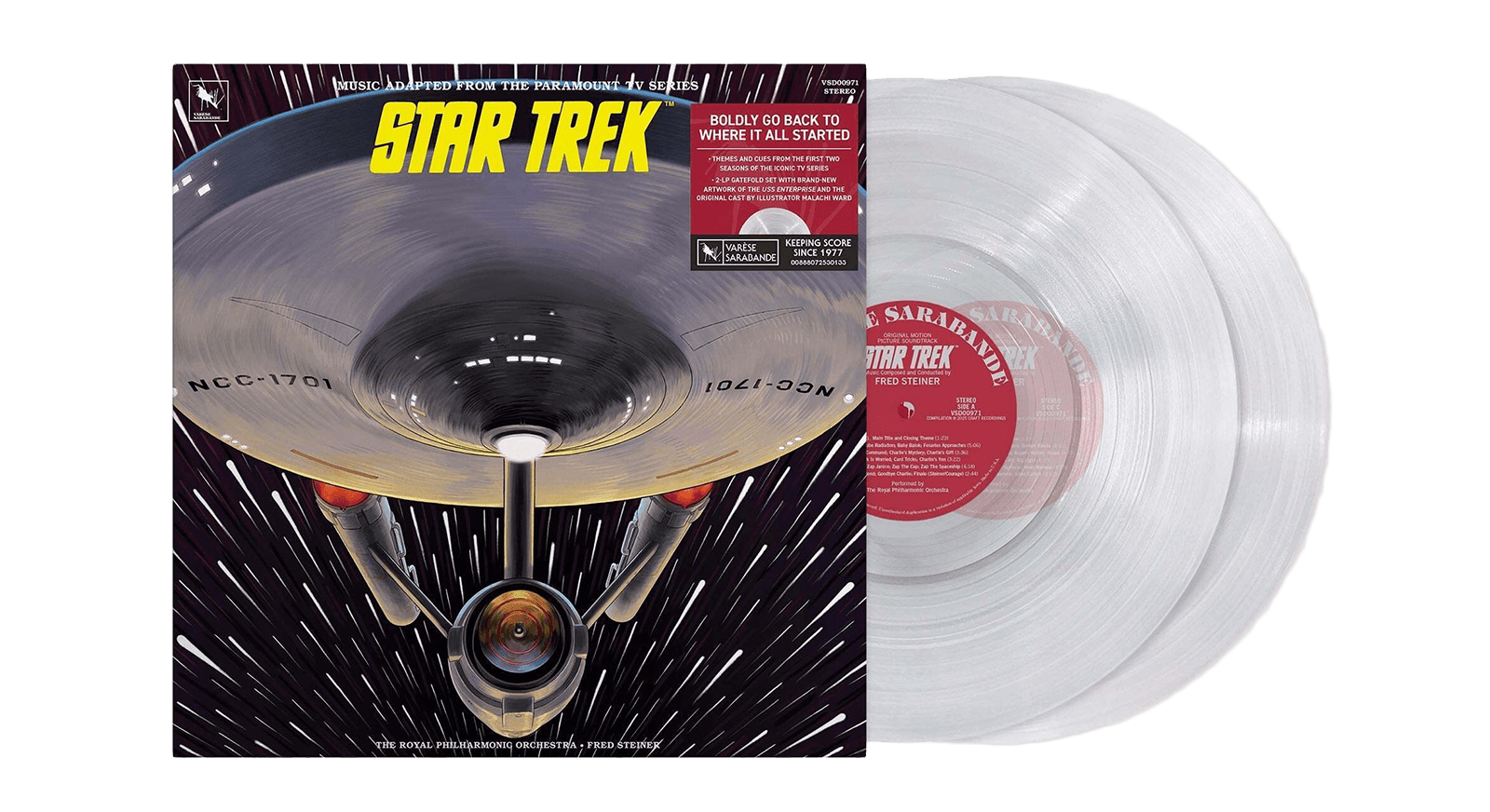 Vinyl - Fred Steiner Royal Philharmonic Orchestra : Star Trek - Music Adapted From Selected Episodes Of The Paramount TV Series (Clear Vinyl) - The Record Hub