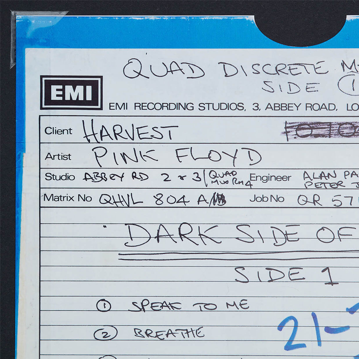 Vinyl - Abbey Road : Pink Floyd The Dark Side of the Moon EMI Tape Box Folio - Side One - The Record Hub